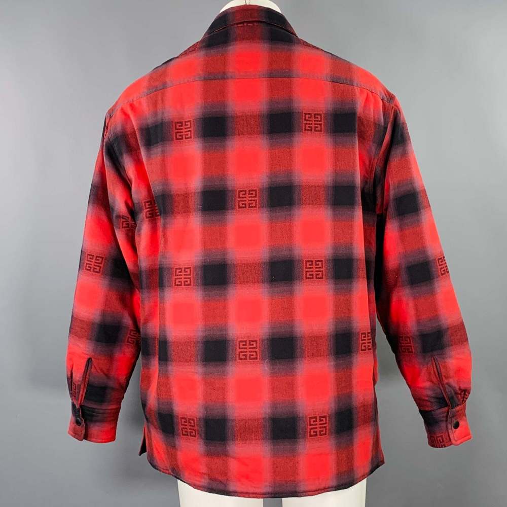 GIVENCHY Red Black Plaid Cotton Snaps Jacket - Picture 3 of 9